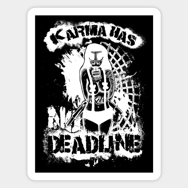 Pin-up Girl with Gasmask, Karma has no Deadline Magnet by Lenny241